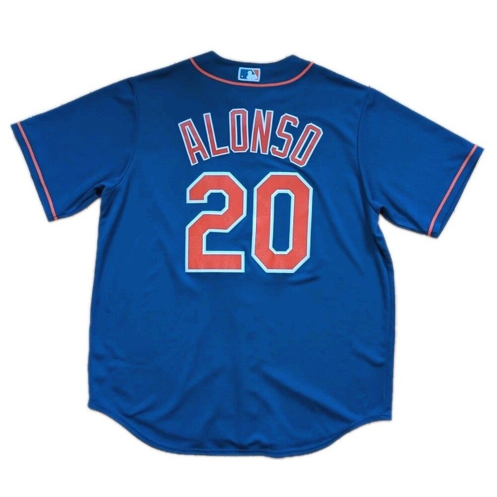 Pete Alonso #20 NY Mets Majestic Cool Base Jersey Sewn Stitched Blue Mens L MLB